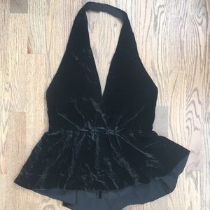 Express Deep V crushed Velvet Peplum Top